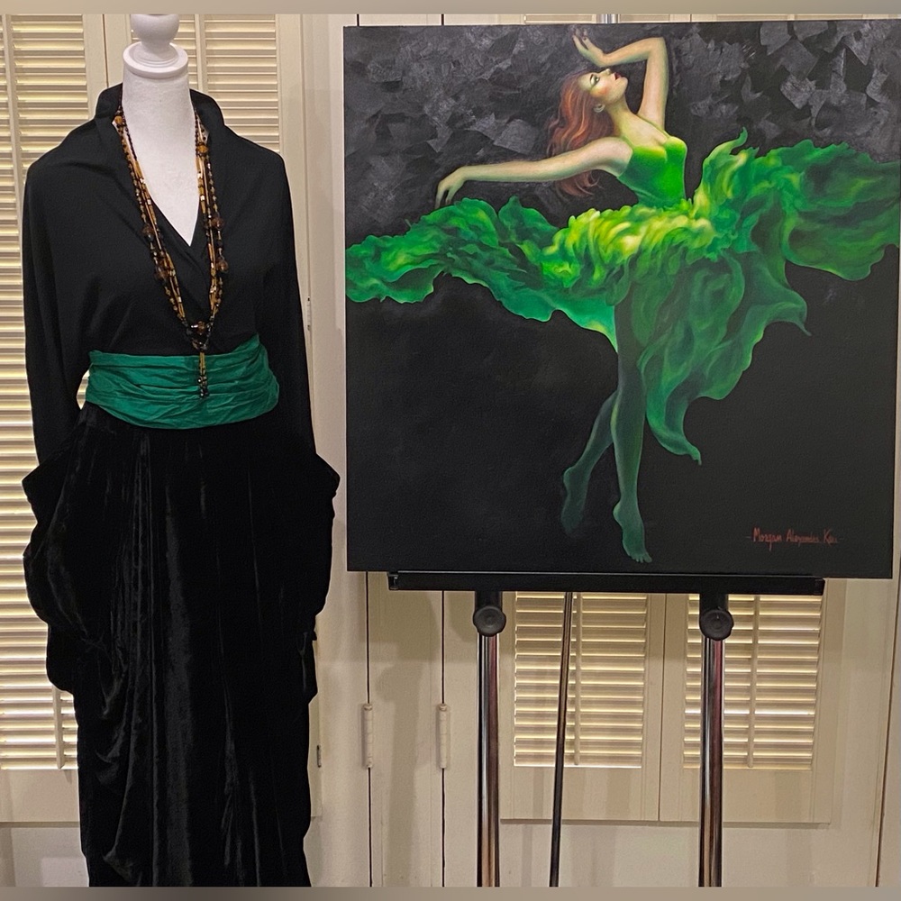 Hanna for La Journey maxi black velvet skirt